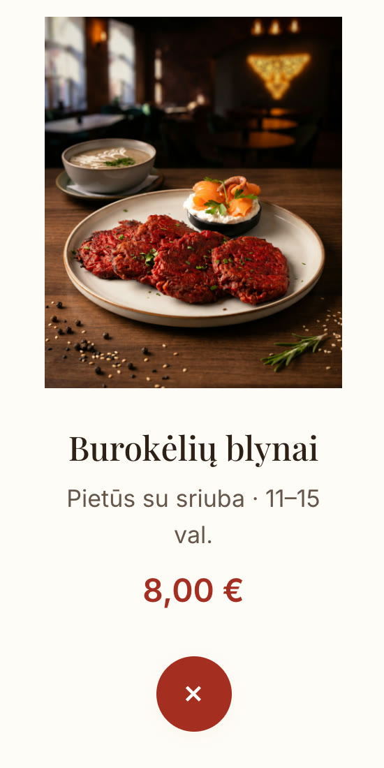 Beetroot pancakes · In the QR menu